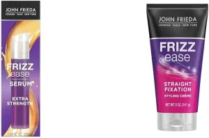 John Frieda Frizz Ease Extra Strength Hair Serum - Nourishing Oil and Straight Fixation Styling Creme for Smooth, Silky Hair, 5 Ounces