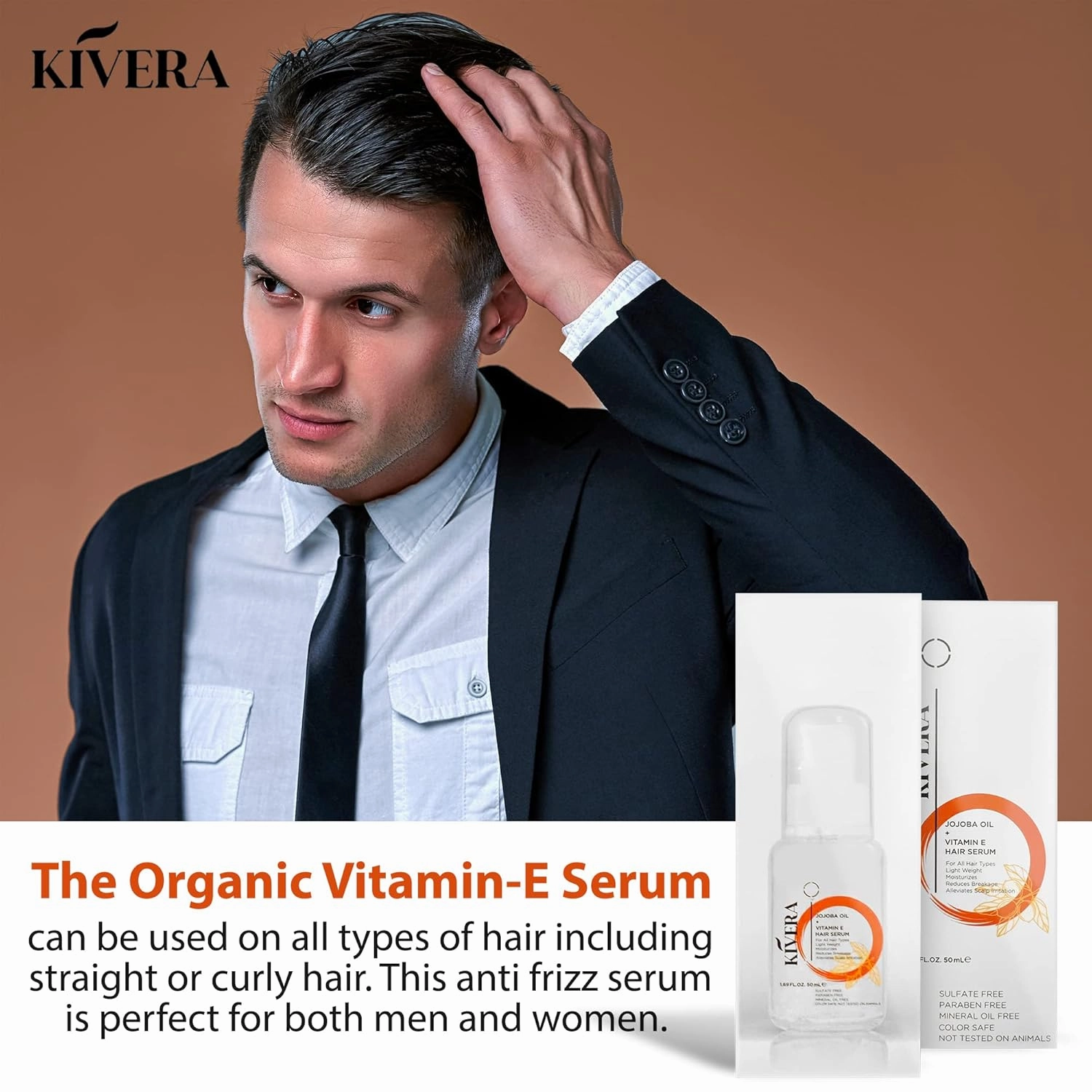 Jojoba Oil   Vitamin E Hair Serum - Hair Growth Serum for Thicker Hair - Hair Serum for Frizzy and Damaged Hair - Hair Smoothing Serum for Men & Women, 1 Pack
