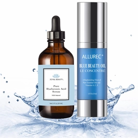 JOYAL BEAUTY ALLUREC Skin Hytrating Duo: Hyaluronic Acid Serum Plus Luxury Blue Beauty Face Oil