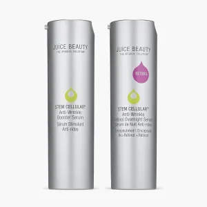 Juice Beauty Anti-Wrinkle Day   Night Serum Set - Includes Anti-Wrinkle Booster Serum   Anti-Wrinkle Retinol Overnight Serum - Vegan, Cruelty Free