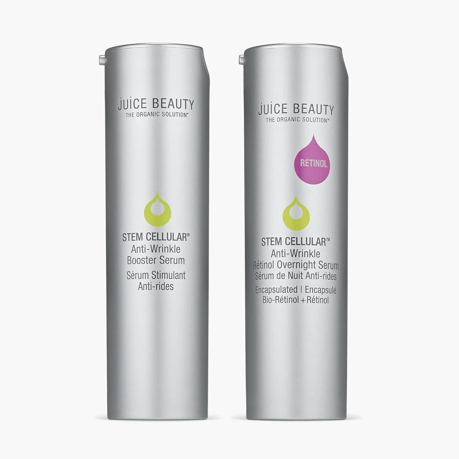 Juice Beauty Anti-Wrinkle Day   Night Serum Set - Includes Anti-Wrinkle Booster Serum   Anti-Wrinkle Retinol Overnight Serum - Vegan, Cruelty Free