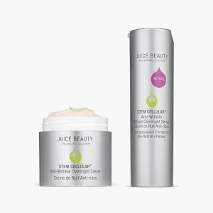 Juice Beauty Stem Cellular 2-Step Anti-Aging Retinol Replenishing Set - Includes Full-Size Anti-Wrinkle Retinol Night Serum   Anti-Wrinkle Night Cream - Vegan, Cruelty Free
