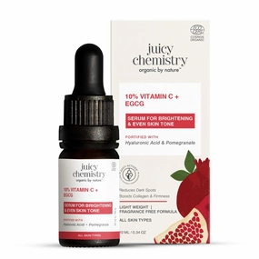Juicy Chemistry 10% Vitamin C   EGCG Serum, 10 ml | Brightening Face Serum for Glowing Skin