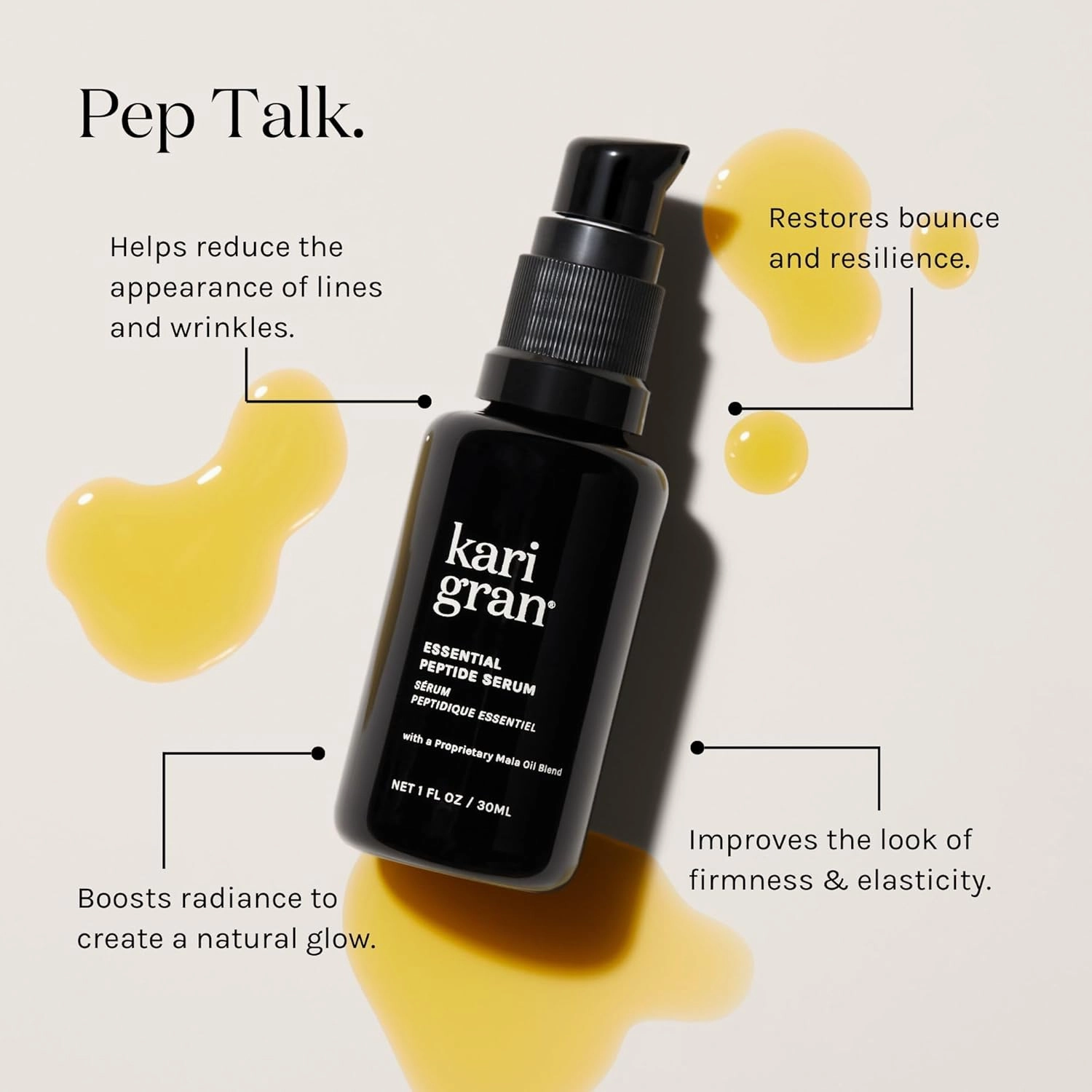 Kari Gran Essential Peptide Serum, Anti-Aging Serum With Matrixyl 3000 OS and 15 Plant Oils (50 ml)