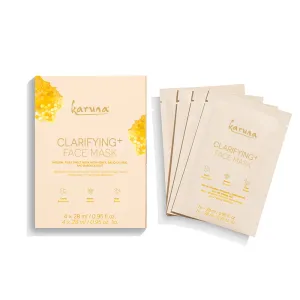 Karuna Skin - Clarifying  Sheet Masks for Clear Skin, Moisturizing & Hydrating Face Masks Skincare, Sheet Mask with Honey, Salicylic Acid & Burdock Root, 4 Face Mask Sheets per Pack
