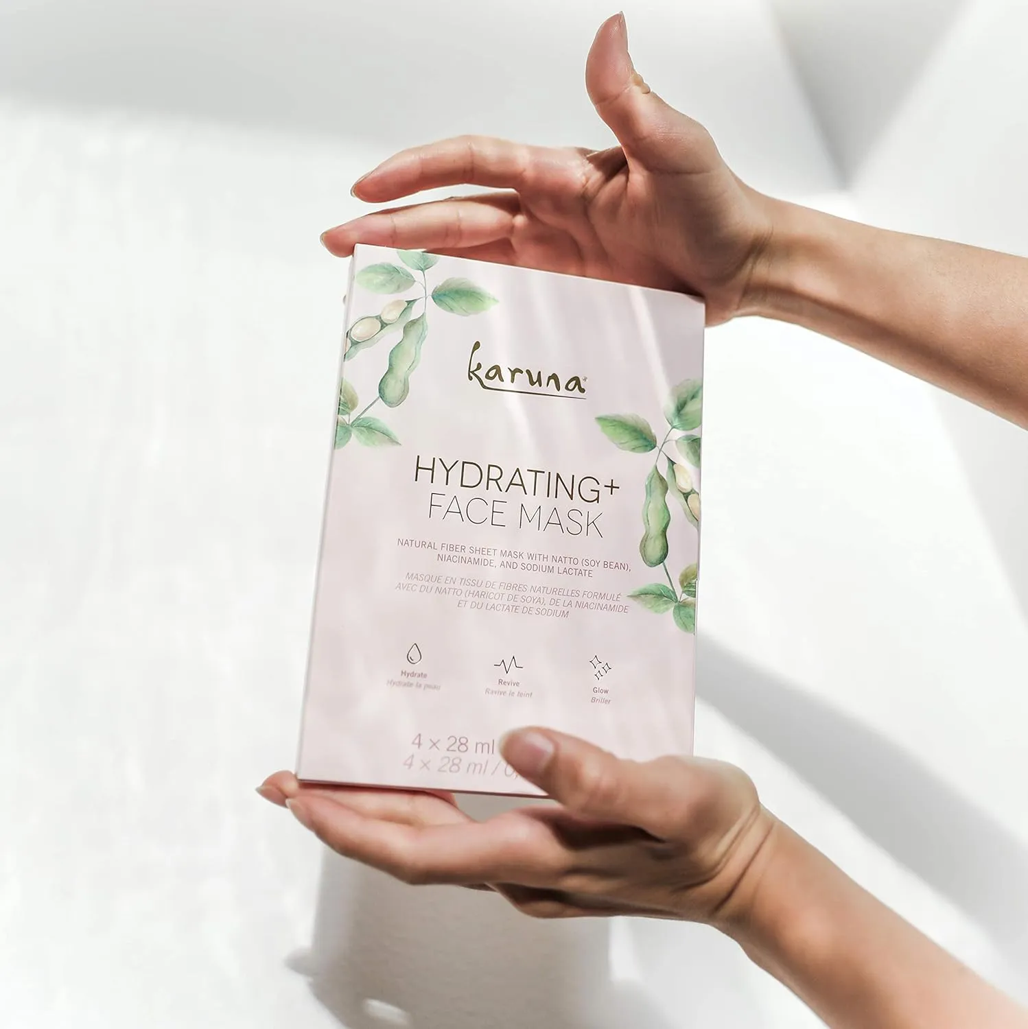 Karuna Skin - Hydrating  Sheet Masks for Well-Moisturized & Hydrated Skin, Glow-Enhancing Face Masks Skin Care Products, Hydrating Facial Masks with Natto, Niacinamide & Sodium Lactate, 4 Sheets