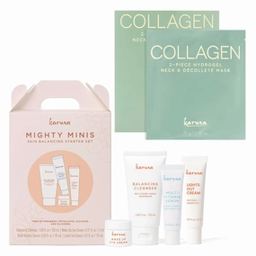 Karuna Mighty Minis Skin Balancing Starter Set   Collagen Neck & Décolleté Mask 2-Piece (1 Pack)