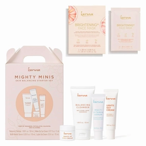 Karuna Mighty Minis Starter Set with Brightening  Face Mask, Skincare Duo for Dull or Uneven Skin Tone with Vitamin C and Moisture-Boosting Ingredients