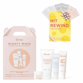 Karuna Mighty Minis Starter Set with Hit Rewind Face Mask Multi-Pack Set, Skincare Duo for Firming, Brightening, and Total Skin Renewal