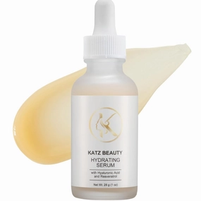 Katz Beauty Hydrating Serum with Hyaluronic Acid & Resveratrol - Plumping Face Serum for Dry, Sensitive Skin, Moisturizing Glow for Women & Men, 1 fl oz