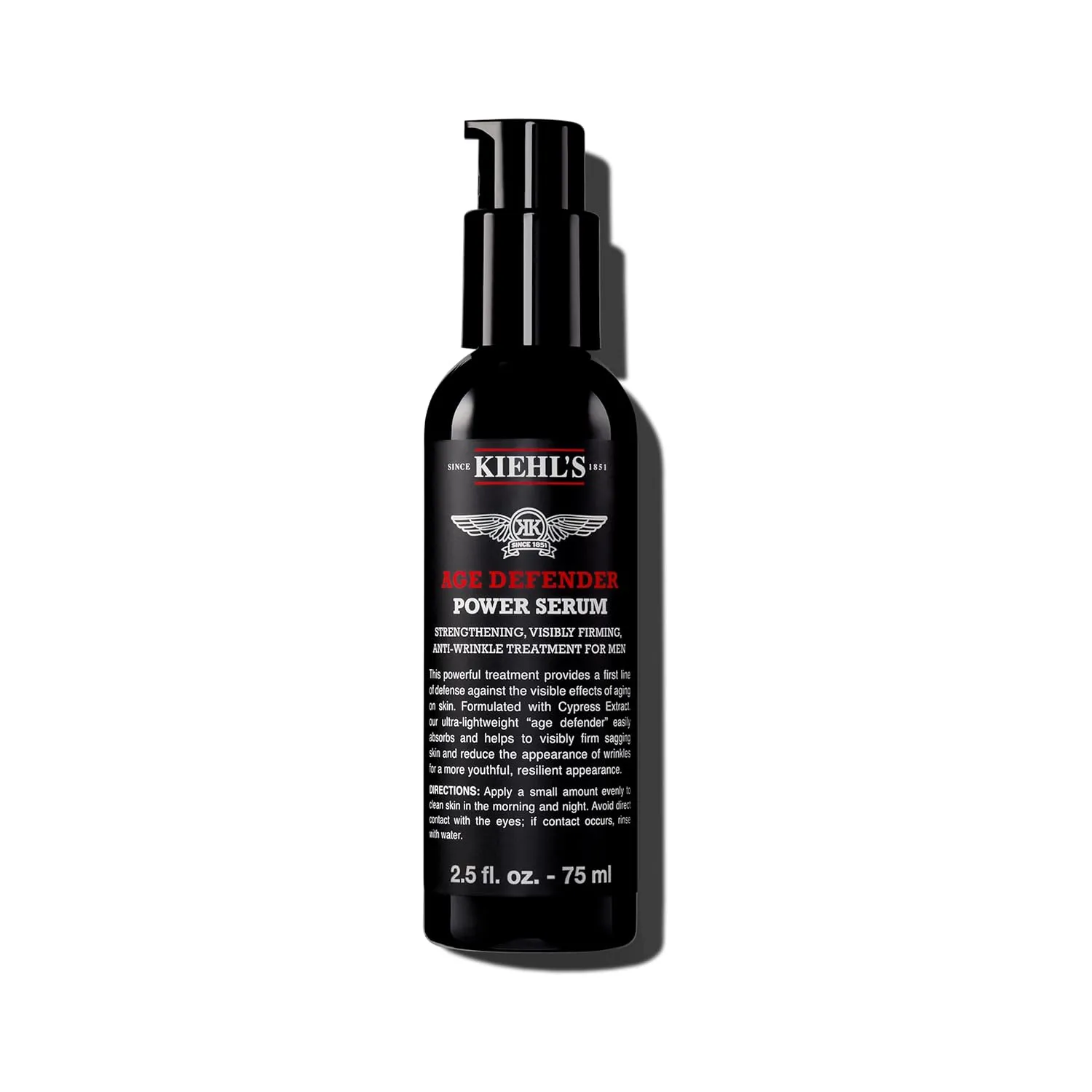 Kiehl's Age Defender Power Face Serum, Anti-Aging Firming Facial Serum for Men, Reduces Look of Fine Lines & Wrinkles, Quick-Absorbing, Lightweight, with Cypress Extract & Adenosine - 2.5 fl oz