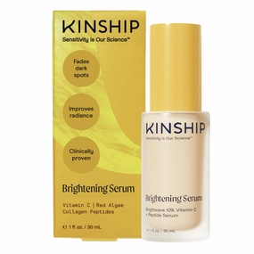 Kinship Brightwave 10% Vitamin C   Peptide Serum - Fade Dark Spots, Reduce Fine Lines & Wrinkles - Brighten, Plump & Smooth Face - Vegan Collagen - Anti-Aging Skincare - All Skin Types (1 Fl Oz)