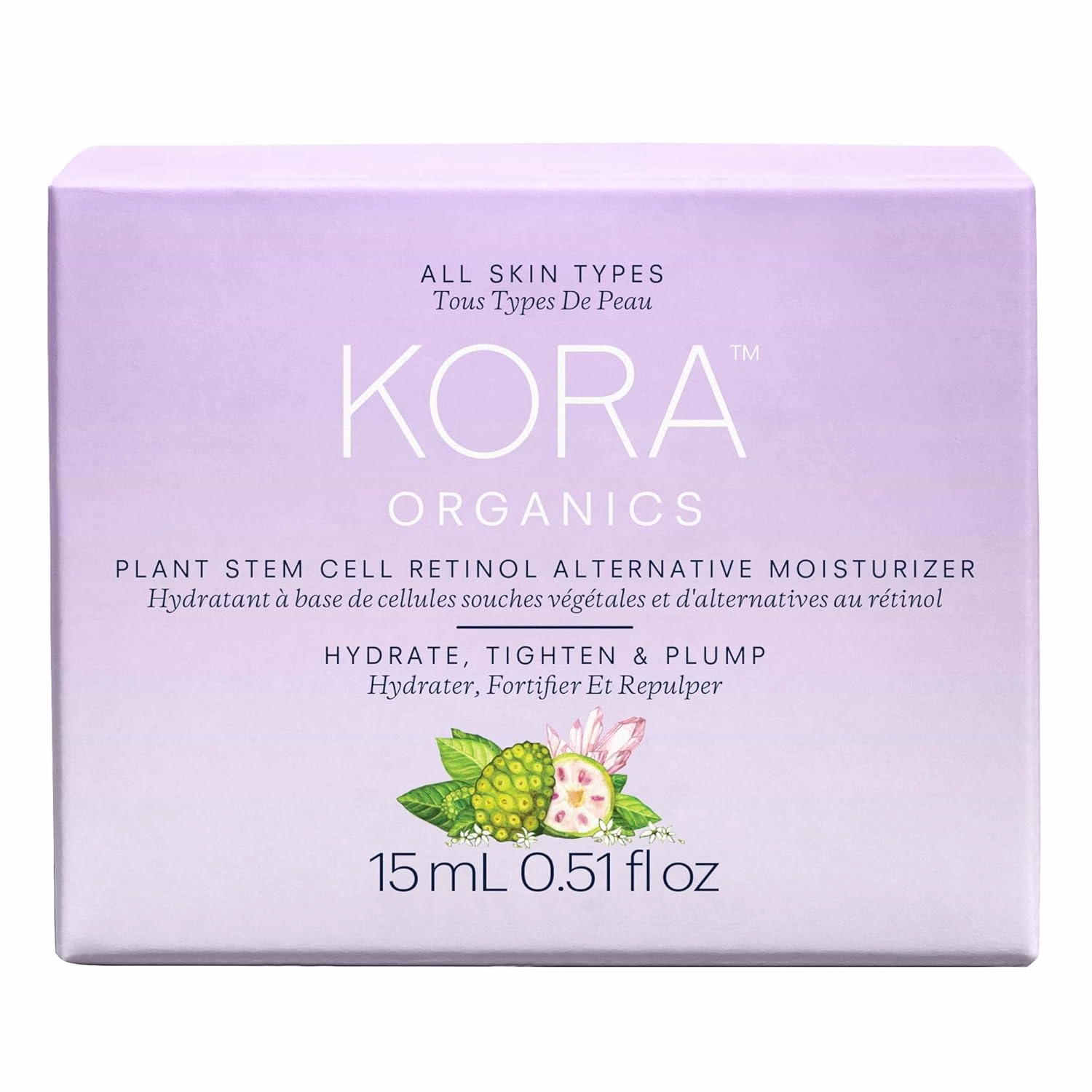 KORA Organics Plant Stem Cell Retinol Alternative Moisturizer, Active Retinol Alternative Blend Smooths Wrinkles and Helps Firm Skin, 0.5 fl oz