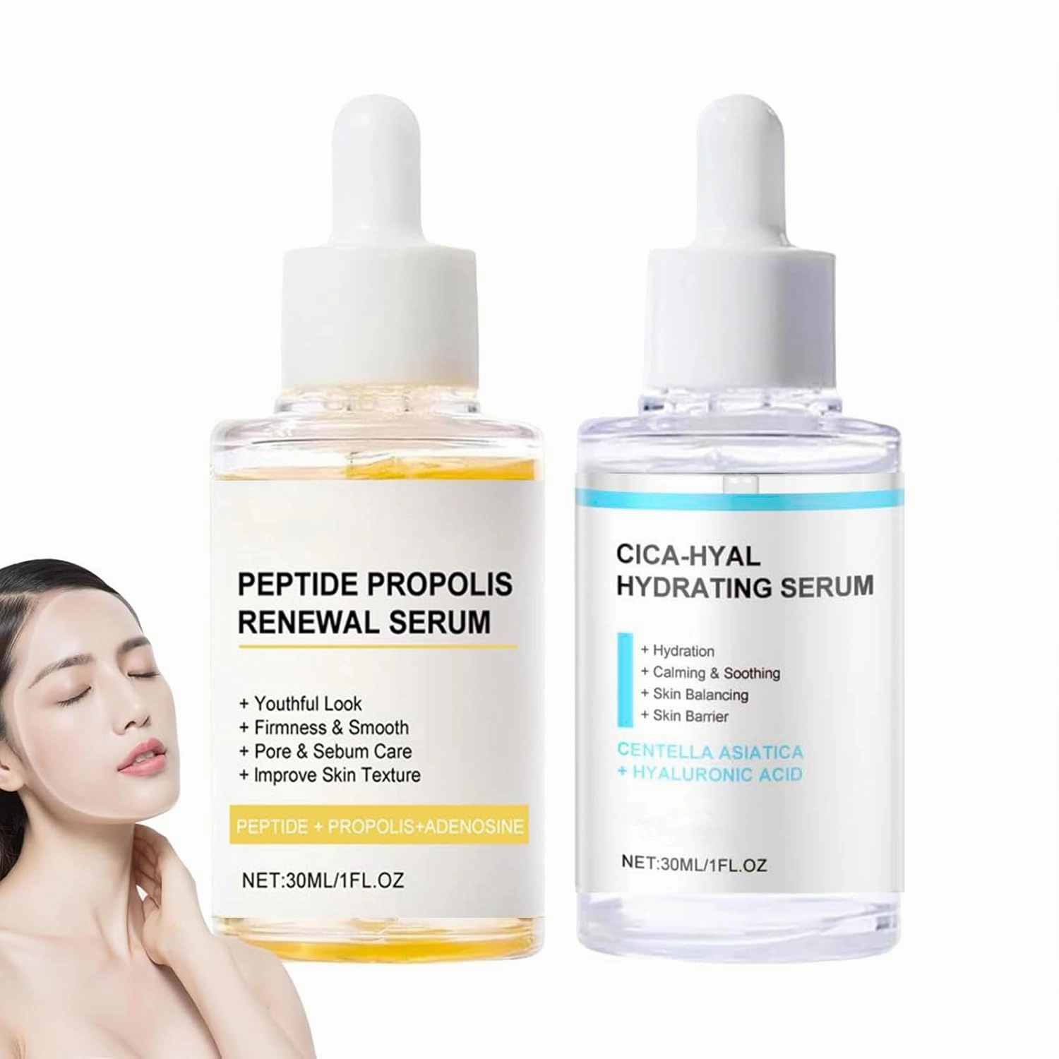 Korean Peptide Propolis Renewal Serum, Hydration & Wrinkle Renewal Serum, Anti-Aging Face Essence with Peptide Propolis Complex, for All Skin Types (Y B)