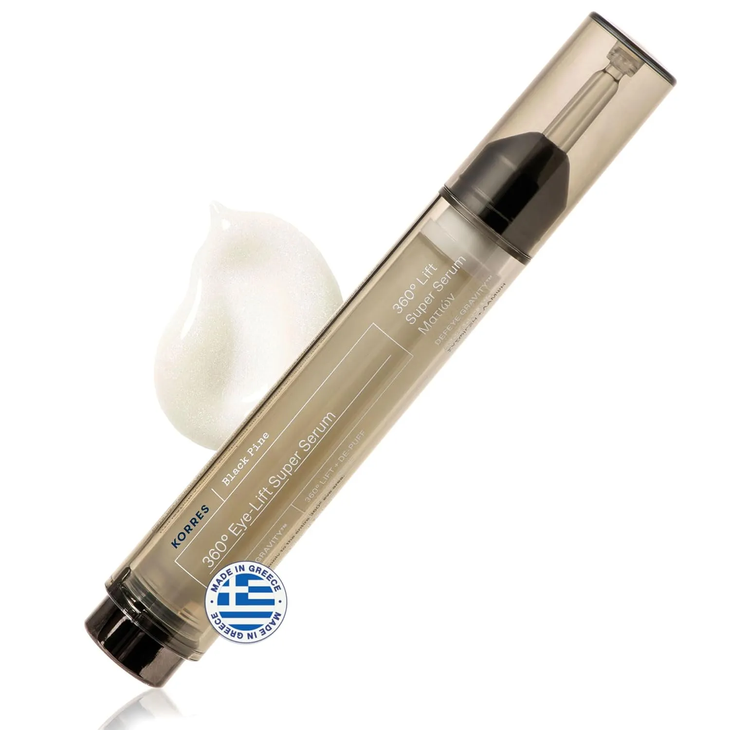 KORRES Black Pine 3D Eye-Lift Super Serum, Under Eye Serum for Dark Circles 15 Ml
