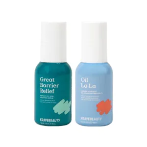 KraveBeauty Clear Skin Duo, Great Barrier Relief   Oil La La, Skin Soothing Serum Set, For Active Acne and Post-Breakout Skin, Vegan & Cruelty Free, 1.52 fl oz 1.52 fl oz