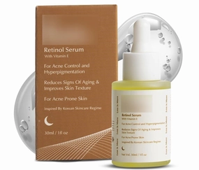 KRINAL Retinol Serum for face Anti-Ageing with Vitamin E - Night Face Serum with Retinol Help for Acne Control, Hyperpigmentation)