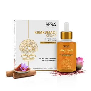 Kumkumadi Face Serum for Radiant & Glowing Skin Made with 40% Kumkumadi Thailam Repairs Dull & Damaged Skin Light Weight & Non Sticky Suitable for all Skin Types, 30ml or 1 oz
