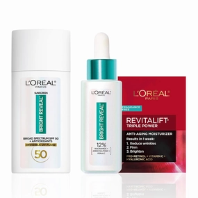 L'Oreal Paris Bright Reveal Niacinamide Dark Spot Serum   Broad-Spectrum SPF 50 Daily UV Lotion   Moisturizer Samples