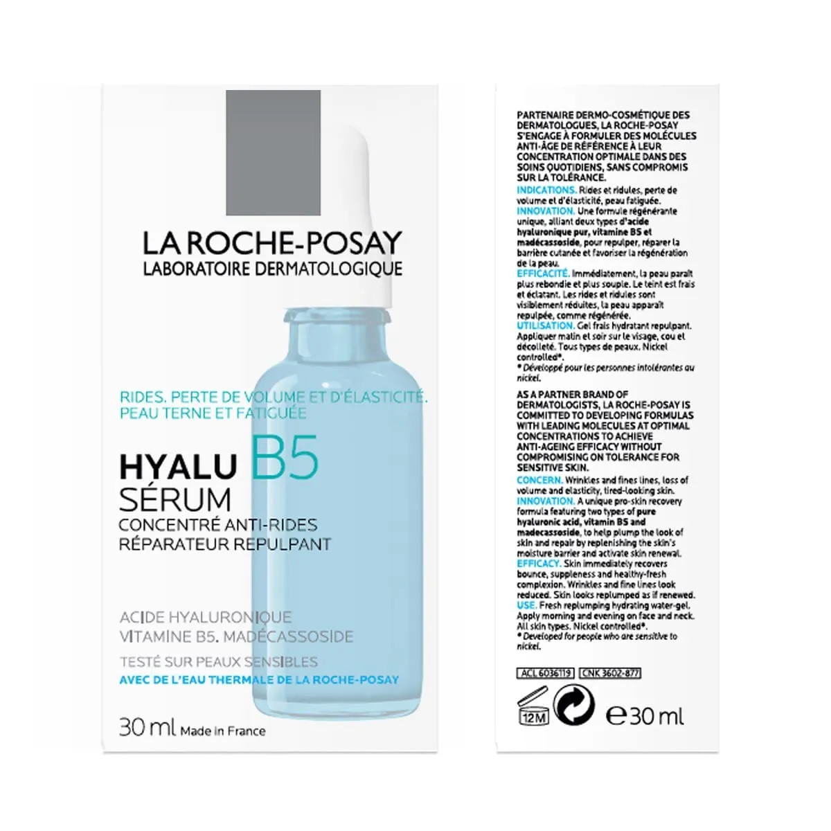 La Roche-Posay Hyalu B5 Pure Hyaluronic Acid Serum for Face, Vitamin B5   Hyaluronic Acid   Madecassoside, Hydrating Serum Visibly Plumps Skin, Sensitive Skin Safe, Anti Aging, Oil-Free