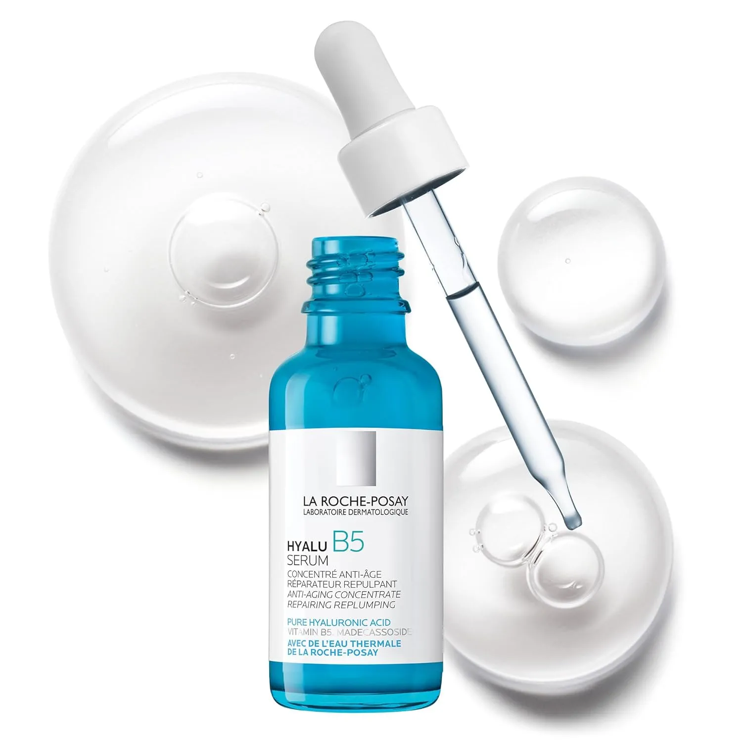 La Roche-Posay Hyalu B5 Pure Hyaluronic Acid Serum for Face, Vitamin B5   Hyaluronic Acid   Madecassoside, Hydrating Serum Visibly Plumps Skin, Sensitive Skin Safe, Anti Aging, Oil-Free
