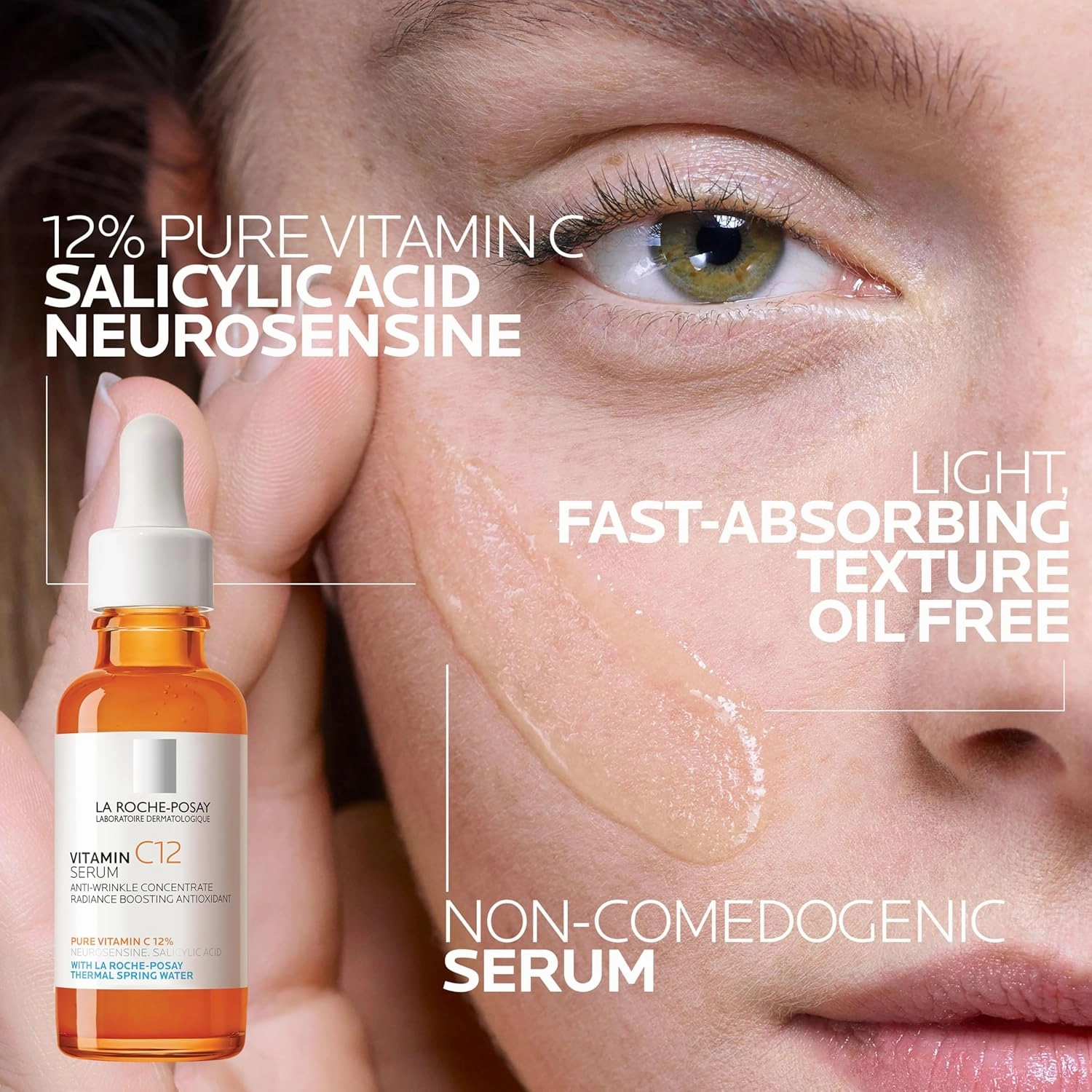 La Roche-Posay Pure 12% Vitamin C Serum For Face With Hyaluronic Acid & Salicylic Acid, Hydrating Face Serum, Boost Radiance & Reduce Wrinkles, 2 Formulas for Normal or Oily Skin Control
