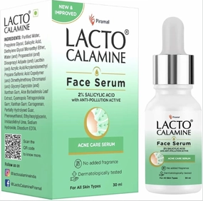 Lacto Calamine 2% Salicylic Acid | 30ml | Face Serum For Acne, Blackheads, Oil control & Open Pores | For Clear Skin | Face Serum for Women & Men | Dermatologically Tested & Fragrance Free