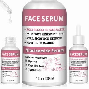 LAKIBOLE 3 Pack 5% Niacinamide Serum with 5% Damascus Rose Floral Water (1fl.oz/30ml Each)