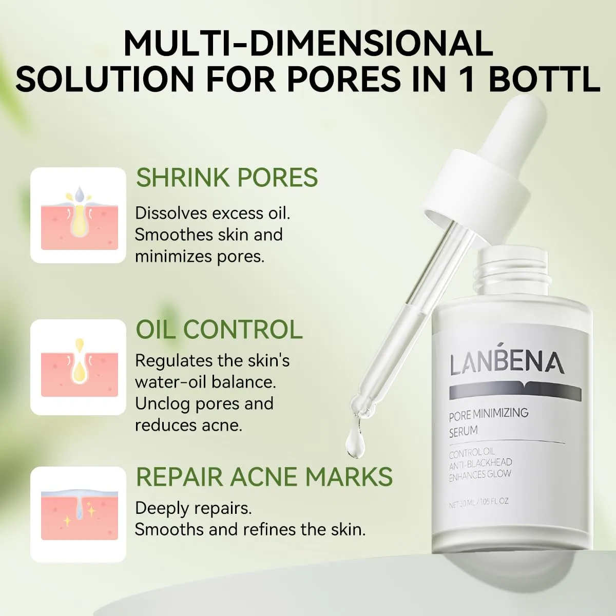 LANBENA 3 in 1 Blackhead Removing Set, Bamboo Charcoal Pore Strips 30g Pore Serum 30ml, Black Head Remover Mask for Face, Pore Minimizer & Reducer for Face, Leaving Your Skin Fresh and Clean