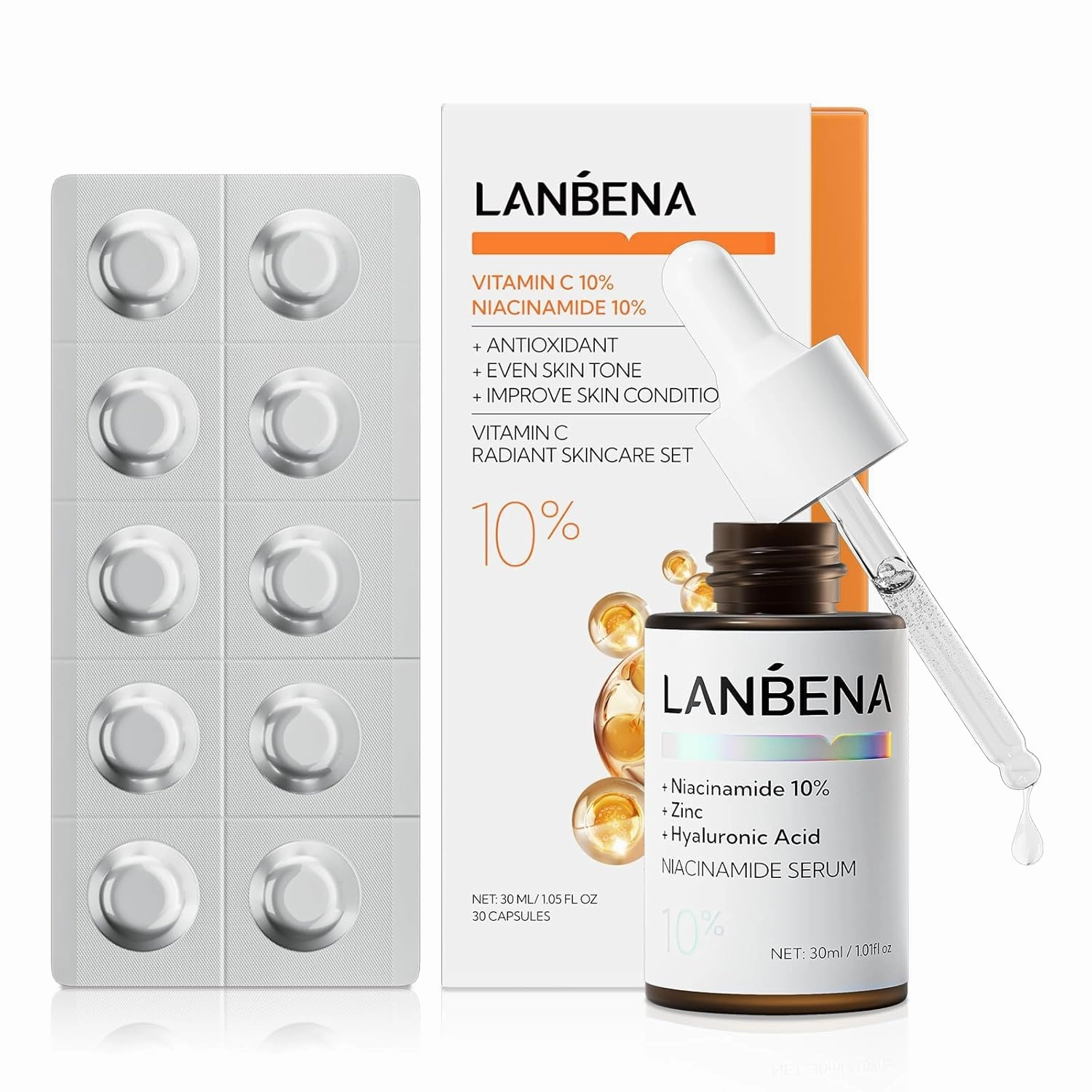 LANBENA Vitamin C Face Serum, Vitamin C Freeze Dried Powder   Niacinamide Serum, Anti Aging Serum, Vitamin C Serum for Moisturizing, Oil Control, Reduces Dullness and Anti Aging for All Skin