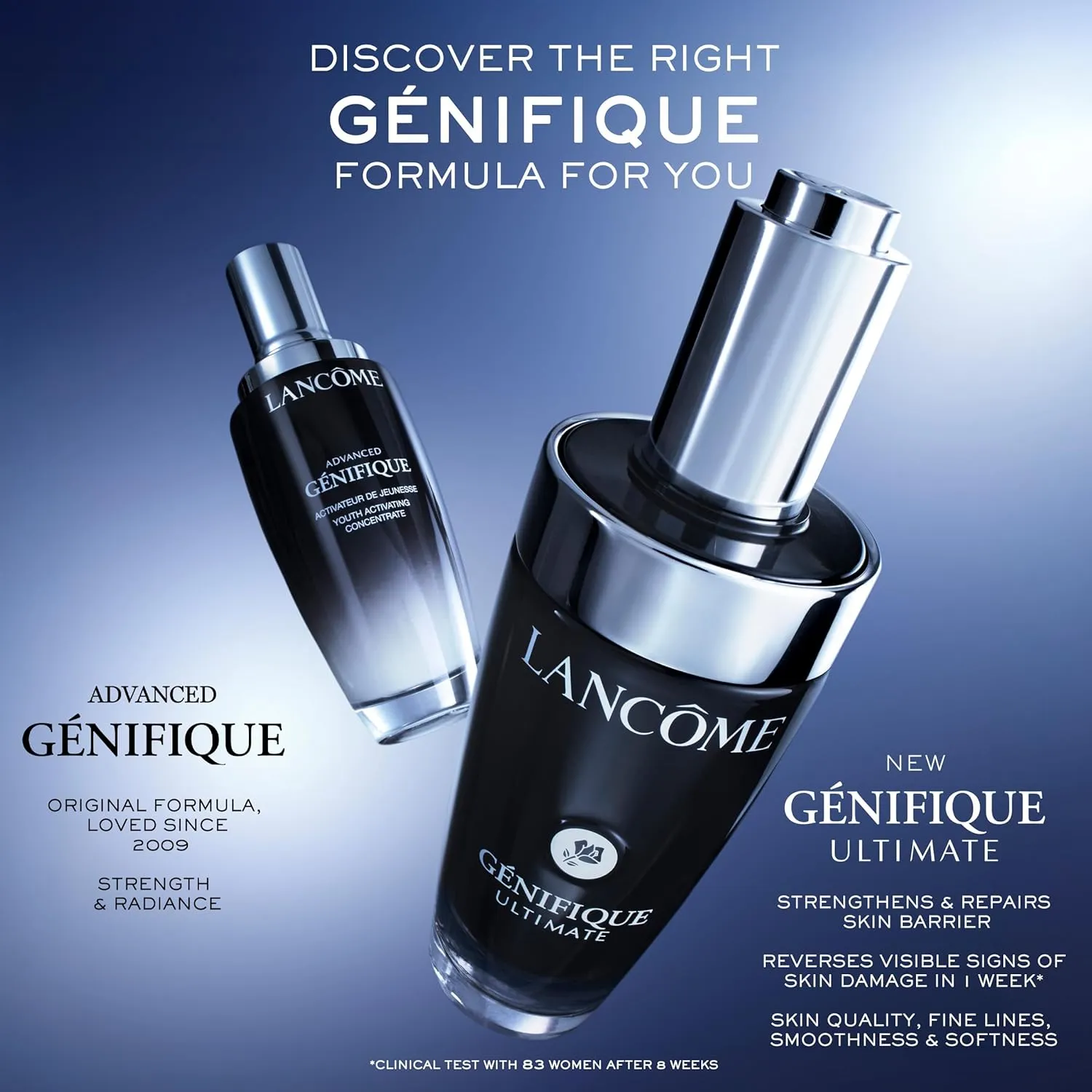 Lancôme Génifique Ultimate Dual Recovery Face Serum- Anti-Aging Serum Visibly Improves Fine Lines, Rough Texture, Plumpness and Even Skintone - with Beta Glucan and, Hyaluronic Acid