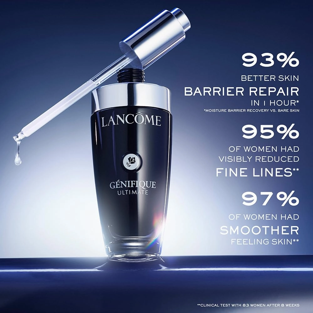 Lancôme Génifique Ultimate Dual Recovery Face Serum- Anti-Aging Serum Visibly Improves Fine Lines, Rough Texture, Plumpness and Even Skintone - with Beta Glucan and, Hyaluronic Acid