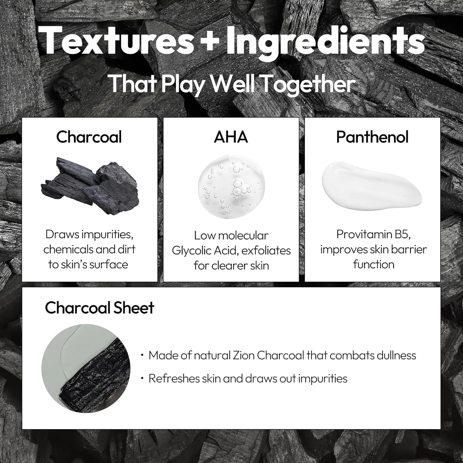 LAPCOS Charcoal Sheet Mask, Daily Face Mask with Salicylic Acid and Tea Tree Oil to Detoxify and Tighten Skin, Korean Beauty Favorite, 5-Pack
