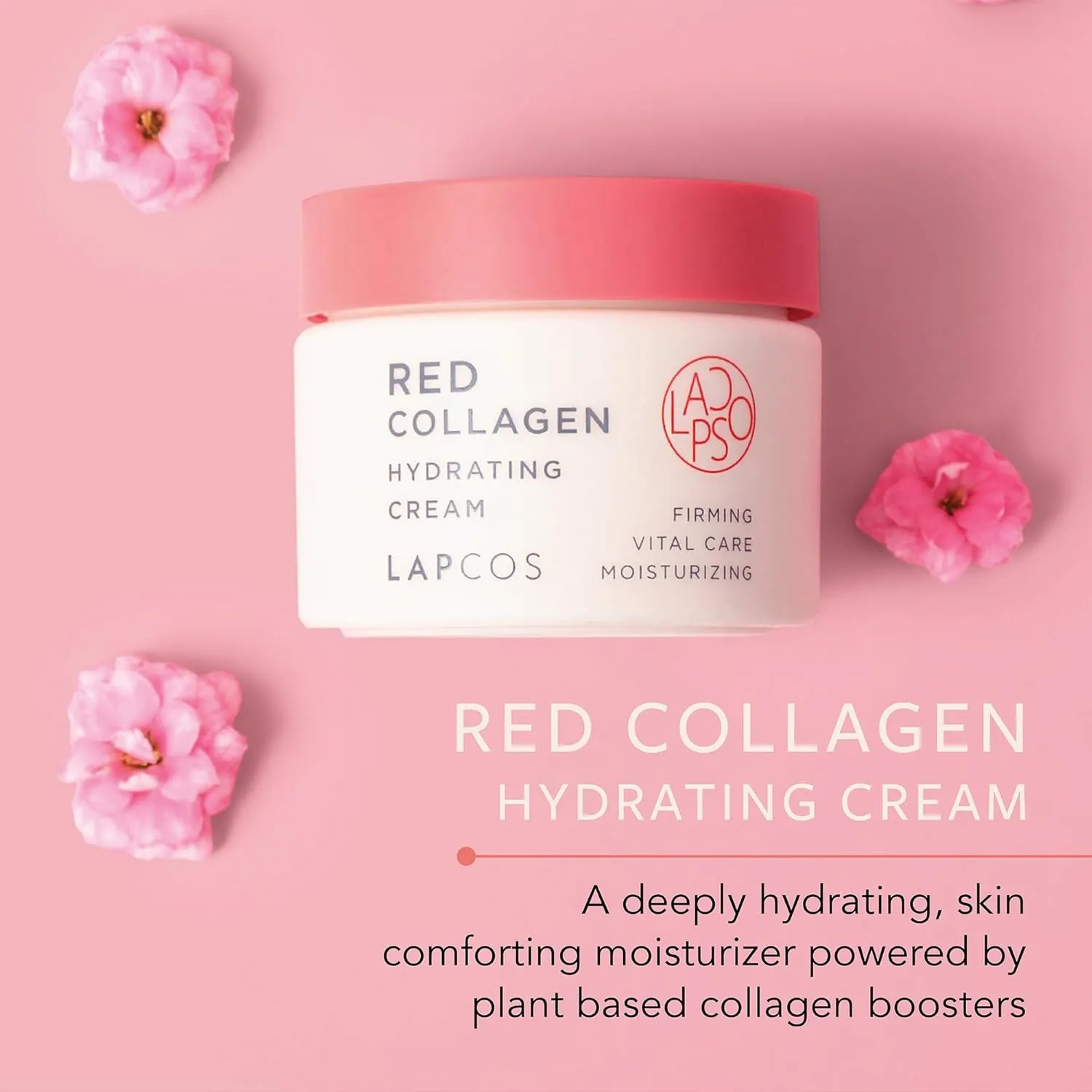 LAPCOS Red Collagen Hydrating Cream (1.69 Fl Oz) New Vegan Formula Face & Neck Moisturizer | Plump, Nourish, Hydrate Skin with Niacinamide & Collagen