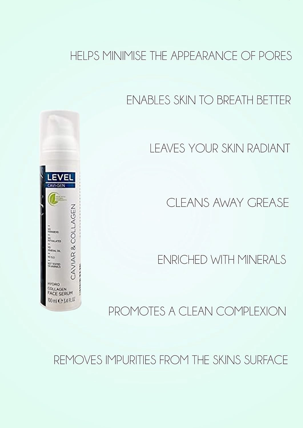 LEVEL CAVI-GEN Hydro Collagen Face Serum 100 ml Enriched With Caviar Extract & Vitamin C - Anti Aging