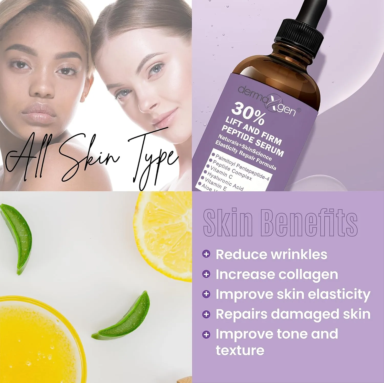 Lift & Firm 30% Peptide Serum for Face – Anti-Aging Serum with Vitamin C, E, Matrixyl 3000, Aloe Vera & Hyaluronic Acid – Multi-Peptide Formula to Lift, Firm & Rejuvenate Skin (4 fl oz)