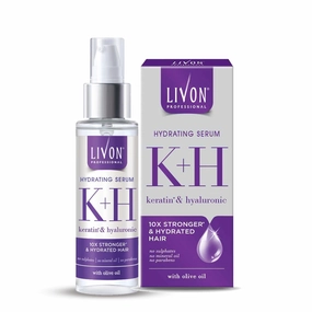 Livo.n Professional Hydrating Serum for Women & Men | With Keratin, Hyaluronic & Olive Oil | For Stronger, Hydrated & Frizz-free Hair | No Paraben, Sulphate or Mineral Oil | All Hair Types | 100ml