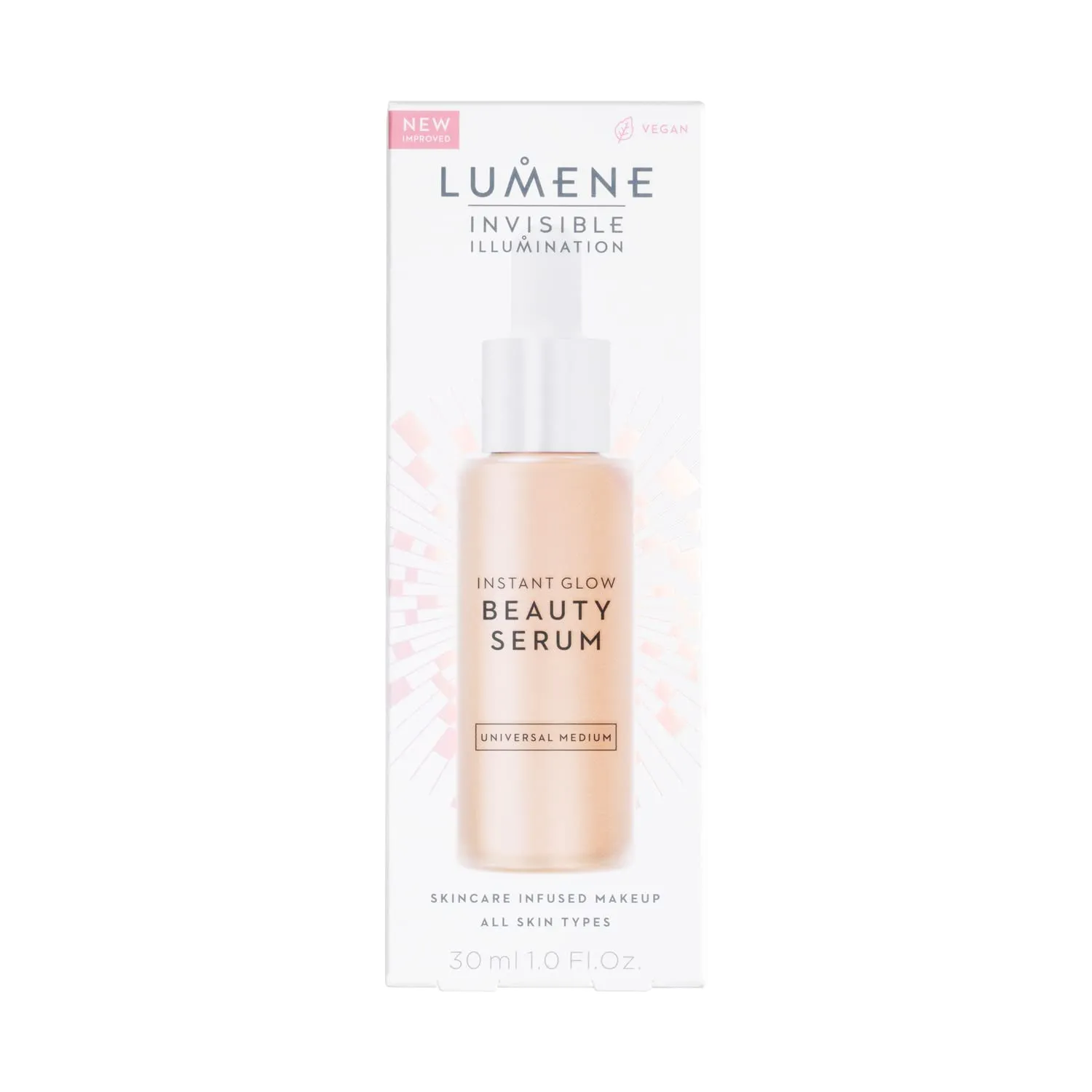 Lumene Invisible Illumination Instant Beauty Glow Serum - Sheer-Coverage Face Makeup   Brightening Serum - Infused with Nordic Algae and Vitamin E for Instant Radiance - Universal Medium (30ml)