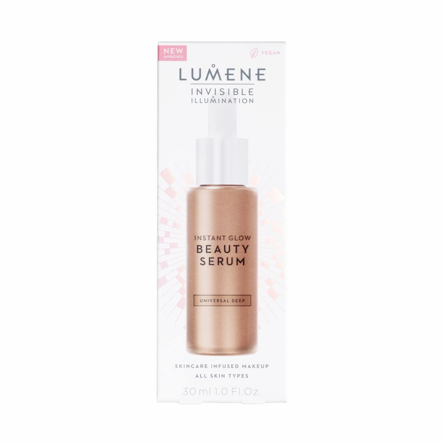 Lumene Invisible Illumination Instant Beauty Glow Serum - Sheer-Coverage Face Makeup   Brightening Serum - Infused with Nordic Algae and Vitamin E for Instant Radiance - Universal Deep (30ml)