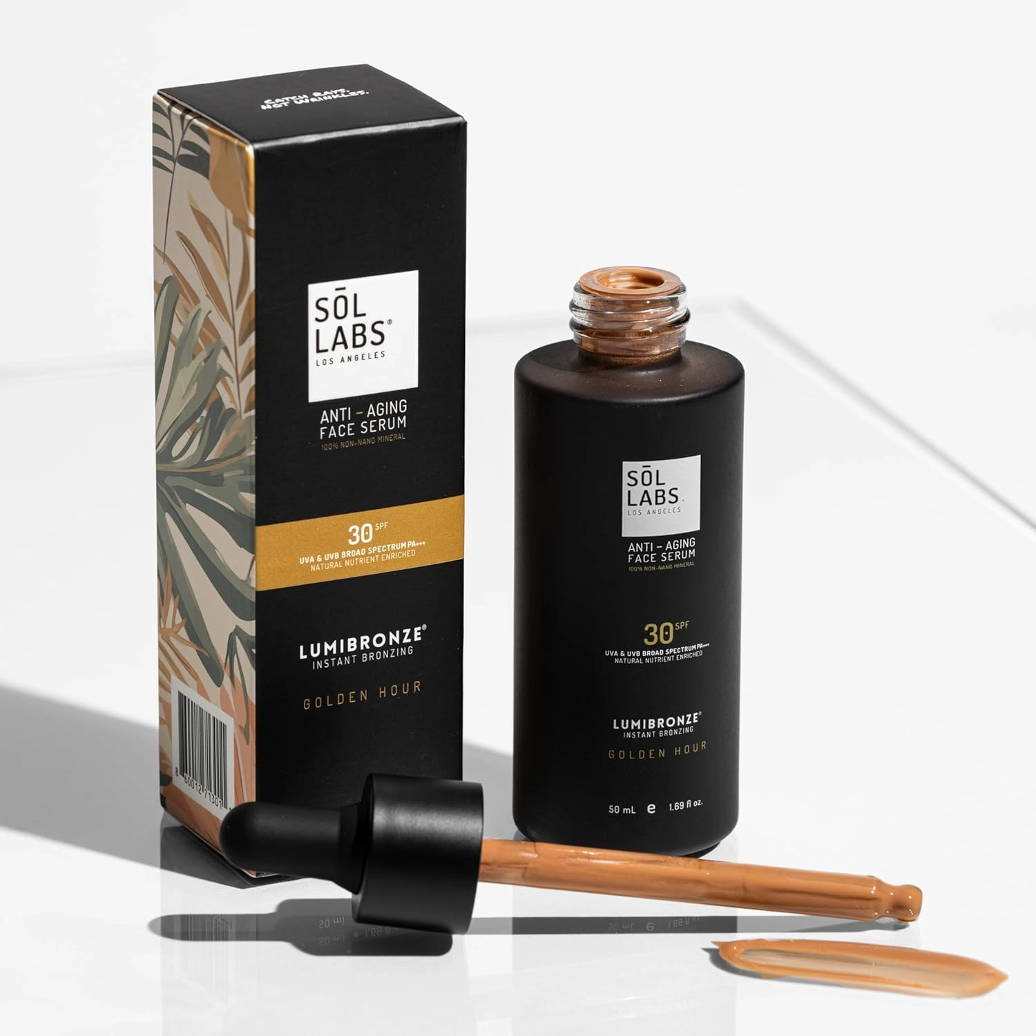 LUMIBRONZE® SPF 30 Tinted Mineral Face Serum – Anti-Aging, Buildable Bronzing Tint with Niacinamide, Hyaluronic Acid, Zinc Oxide – Lightweight, Non-Greasy, Reef-Safe – 50ml