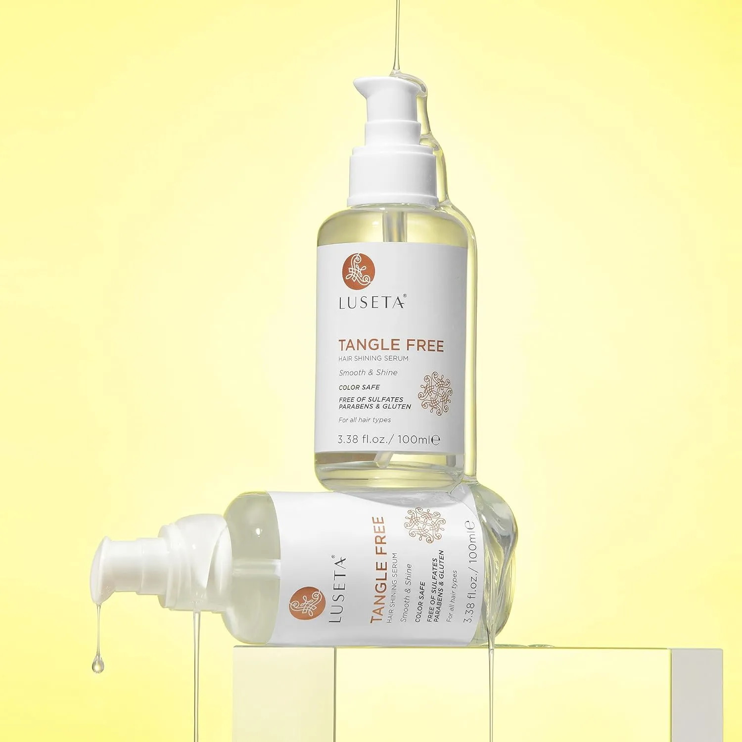 Luseta Tangle Free Routine Hair Serum Oil for Women and Men Detangling with Keratin and Argan Oil, Color Safe for Curly and Wavy Hair, Paraben & Gluten Free 3.38oz