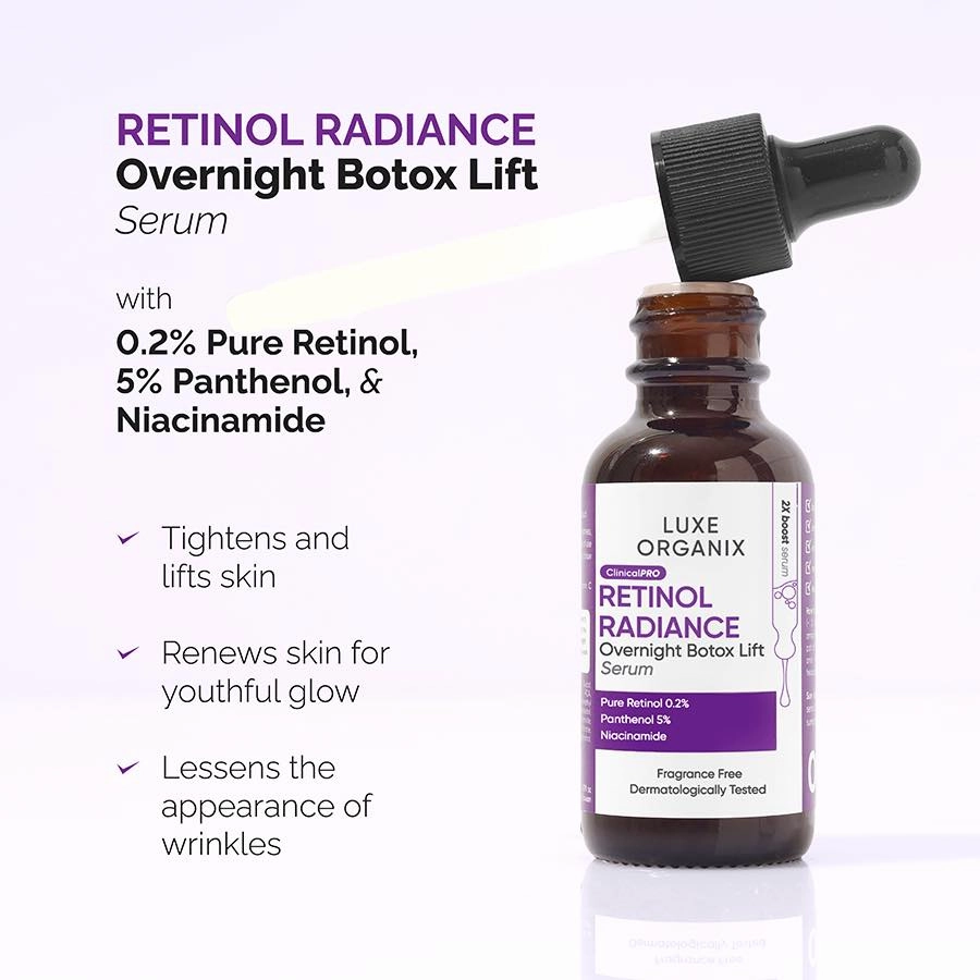 Luxe Organix ClinicalPro Retinol Radiance Overnight Botox Lift Serum 30mL