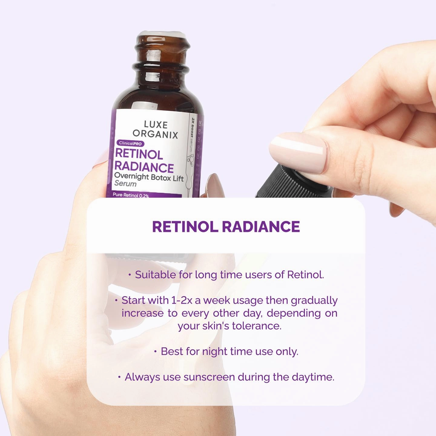Luxe Organix ClinicalPro Retinol Radiance Overnight Botox Lift Serum 30mL