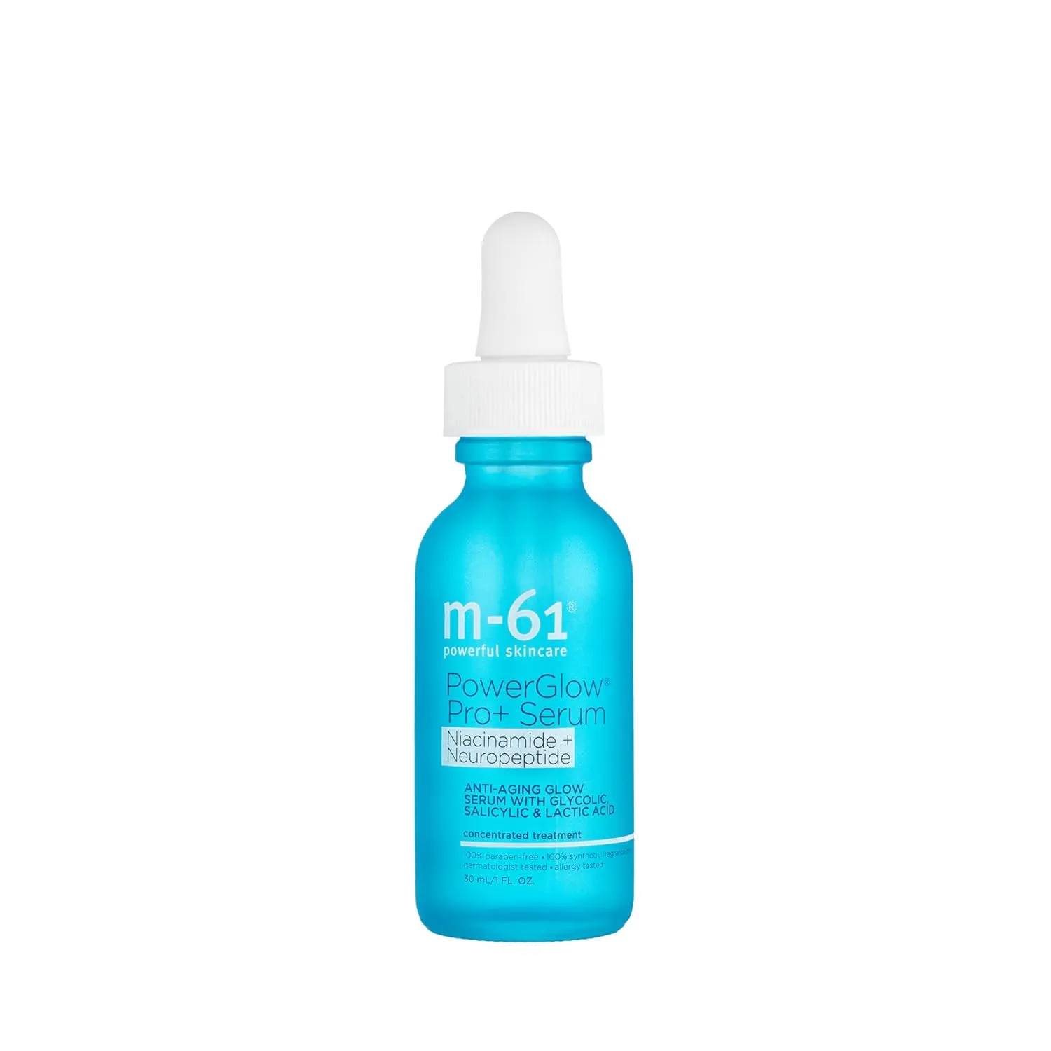 m-61 PowerGlow Pro  Serum | Resurfacing Niacinamide   Neuropeptide Glow Serum With Powerful BHAs/AHAs, 1 Fl Oz
