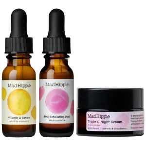 Mad Hippie Skin Brightening Kit – Vitamin C Serum, AHA Exfoliating Peel   Triple C Night Cream, Travel Essentials