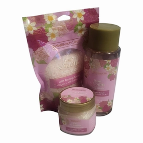 Magnolia & Honey Bath Gift Set, Body Wash, Bath Salts, Body Cream with Vitamins A, C & E, 3 Piece Set