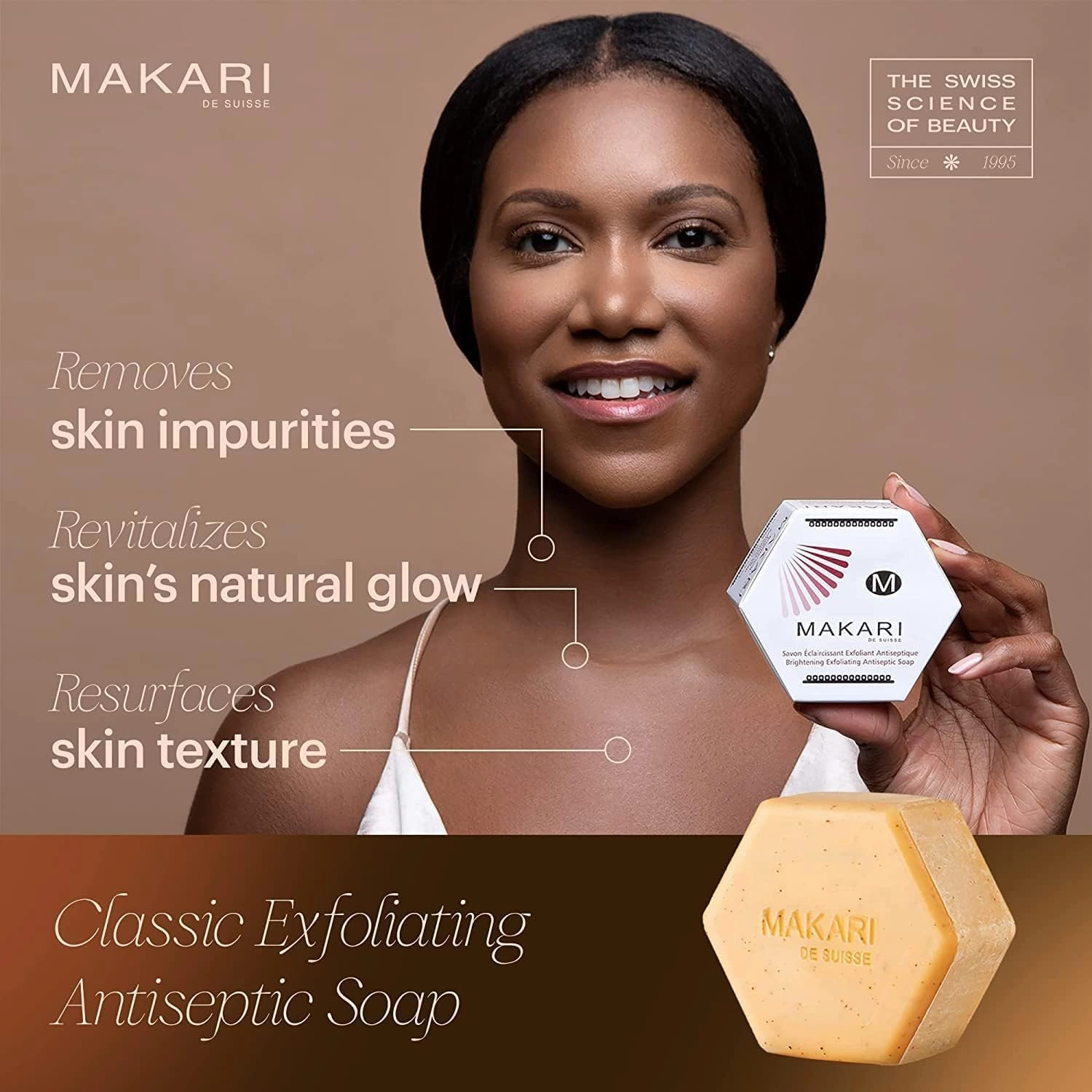 MAKARI Classic Exfoliating Antiseptic Soap 2 Pack (7oz) | Helps Revitalize and Promotes Even Skin Tone | Detoxifies and Removes Impurities | For Dry, Oily, Normal, Maturing and Combination Skin Types
