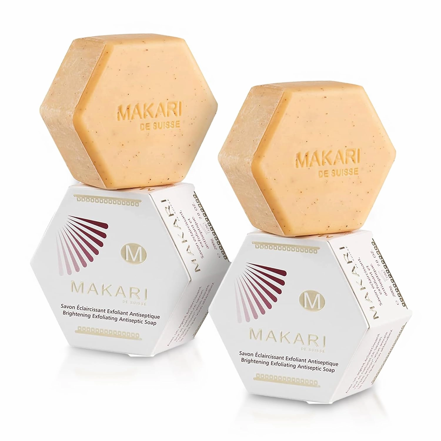 MAKARI Classic Exfoliating Antiseptic Soap 2 Pack (7oz) | Helps Revitalize and Promotes Even Skin Tone | Detoxifies and Removes Impurities | For Dry, Oily, Normal, Maturing and Combination Skin Types