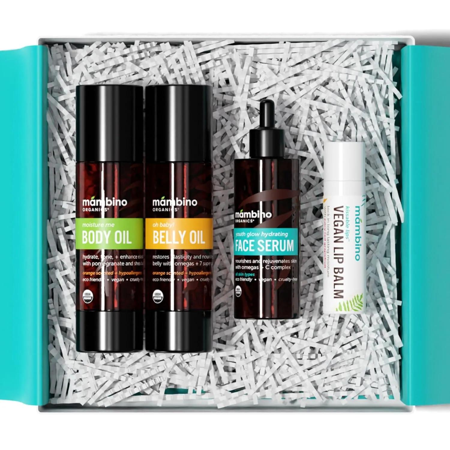 Mambino Organics Bun in the Oven Kit   Free Bag - Pregnancy Skin Care Kit with Belly Oil, Belly Lotion, Lip Balm - Organic Skincare Set for Pregnant Women - 5 Piece Set