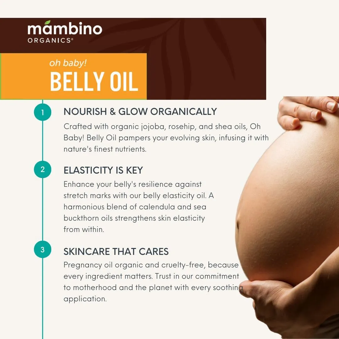 Mambino Organics Bun in the Oven Kit   Free Bag - Pregnancy Skin Care Kit with Belly Oil, Belly Lotion, Lip Balm - Organic Skincare Set for Pregnant Women - 5 Piece Set